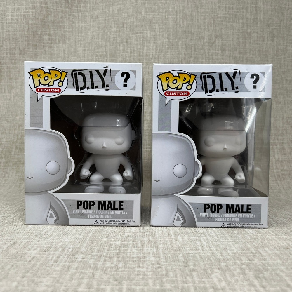 NEW Funko Pop DIY Custom Male Vinyl Figure Blank‎ White Lot of 2
